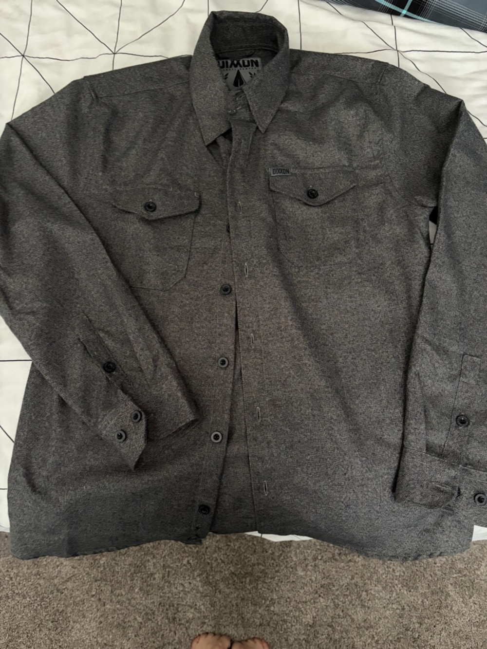 DIXXON Heathered Gray Button-Front Shirt Jacket -OBSIDIAN